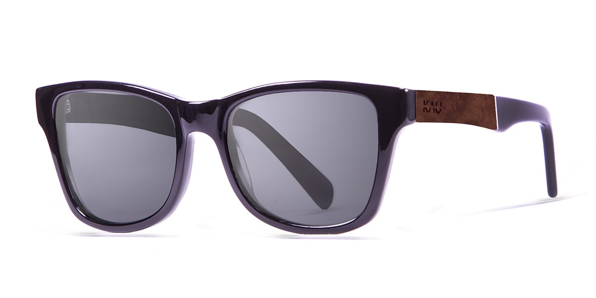 LONDON shiny black with ELM burl  polarized  sunglasses Kauoptics side