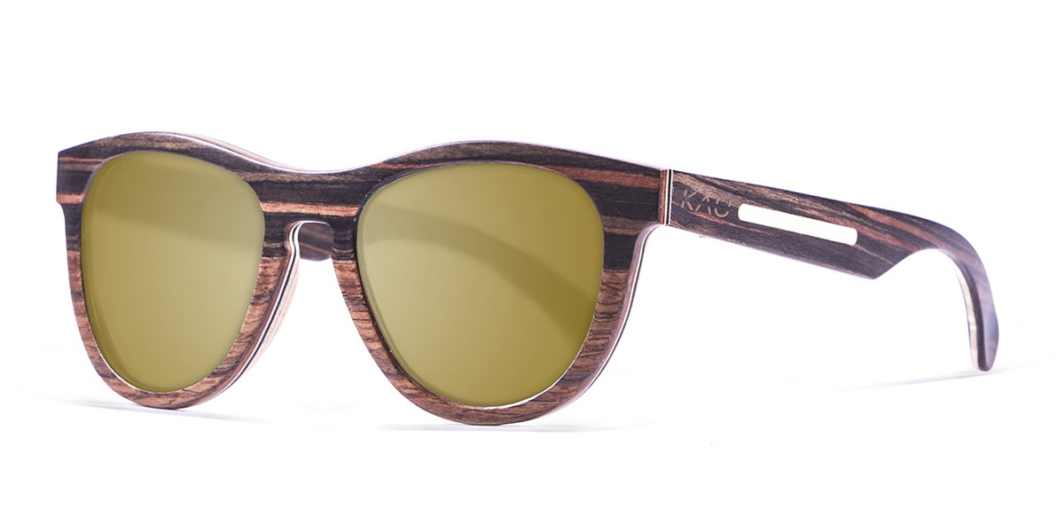 Quebec gold lens wooden polarized sunglasses front